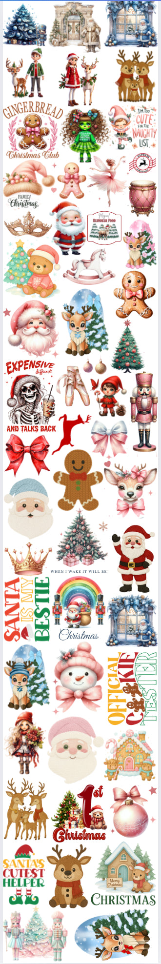 DTF Fabric Xmas Sheet (55 Decals)