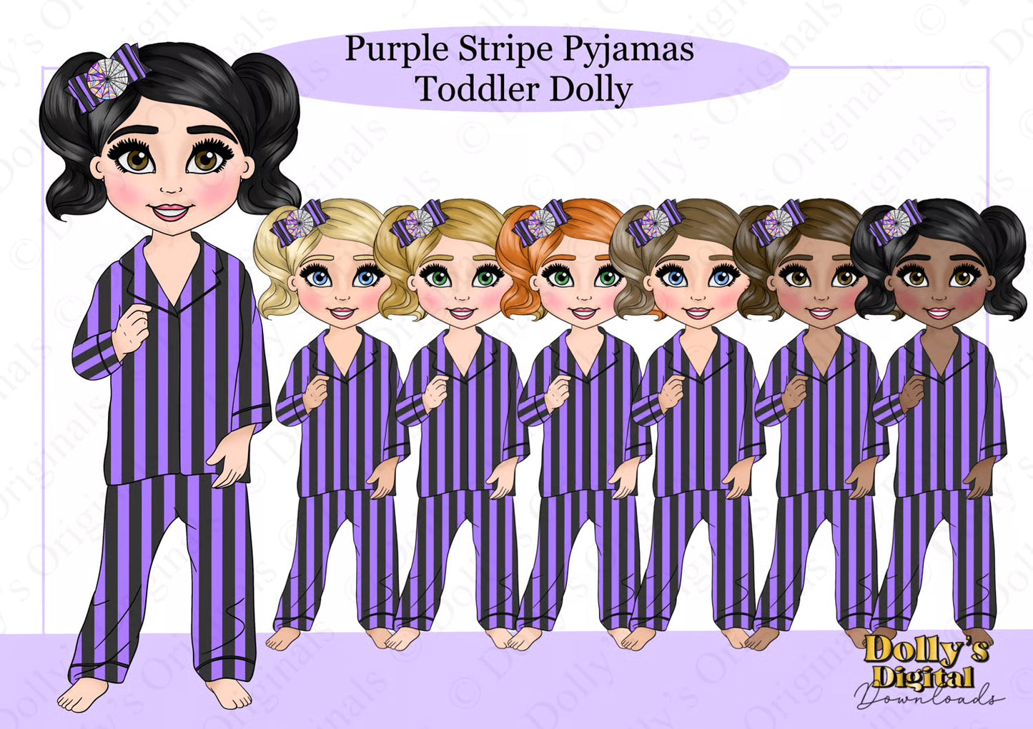 UV Purple Stripe Little Girl Dolly