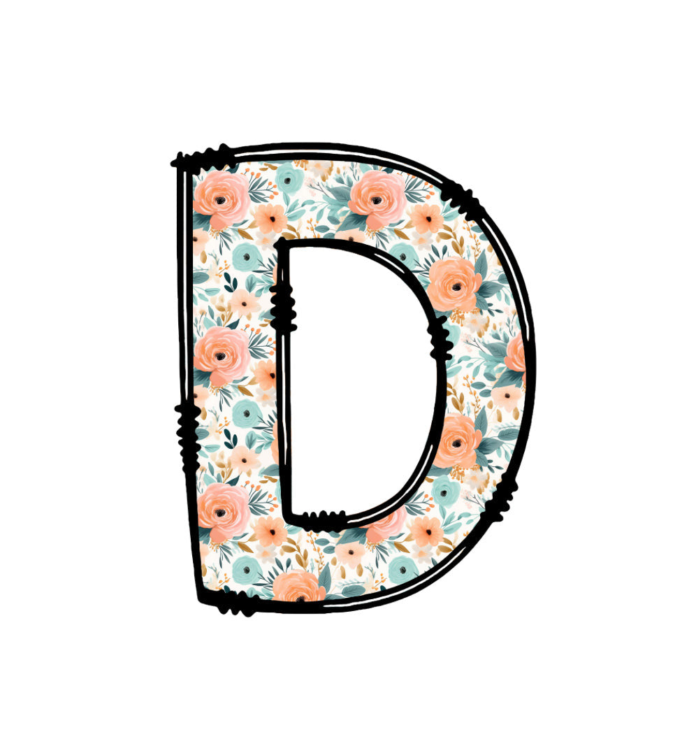 UV DTF - Alphabet Peach Flowers (A-Z)