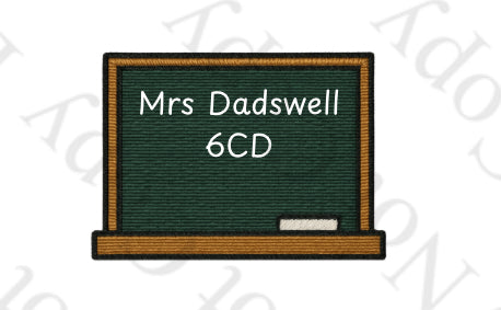 DTF Fabric - Teacher Embroidery Chalkboard (can be customised)