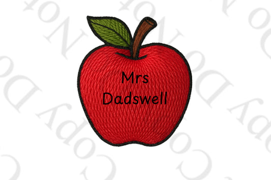 UV Teacher Embroidery Apple (can be customised)