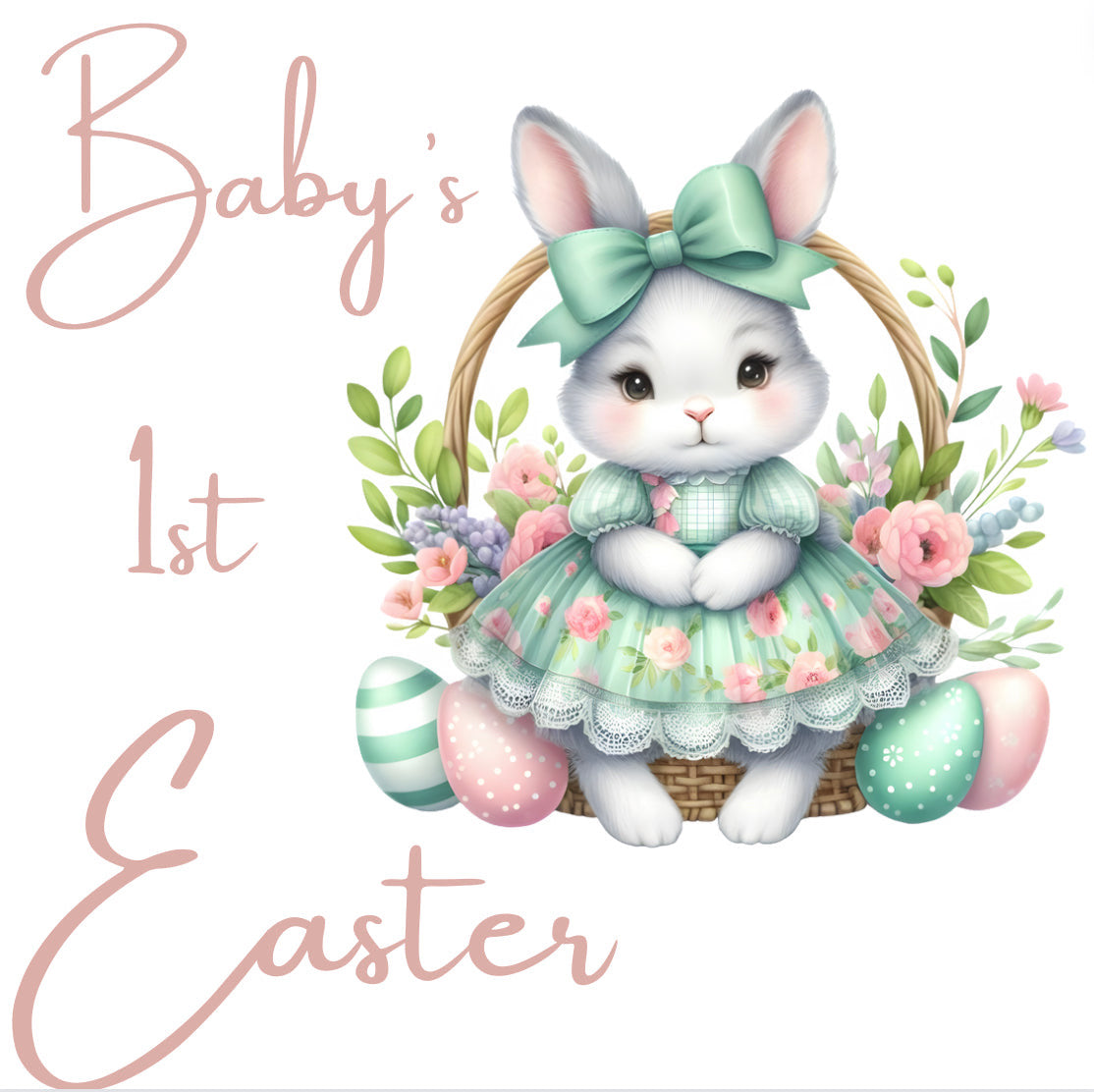 DTF Fabric - Easter Girl Bunny First Easter (11)