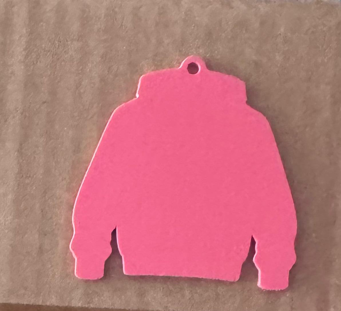 Pink Acrylic Leavers Hoody Keyring - UV optional