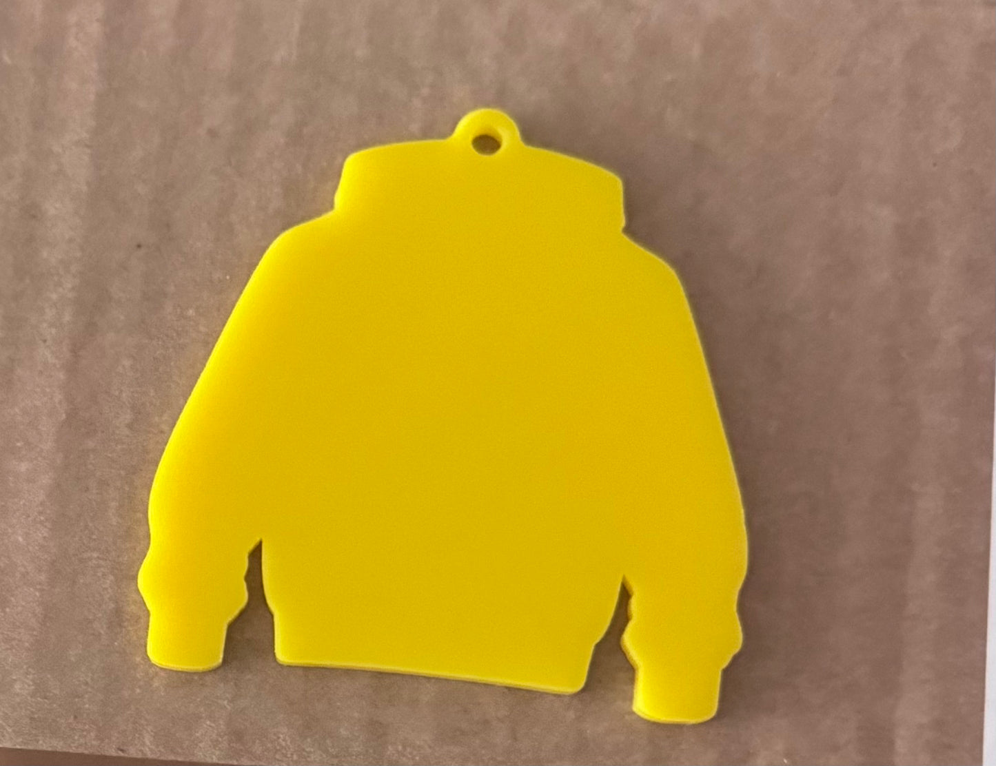 Yellow Acrylic Leavers Hoody Keyring - UV optional