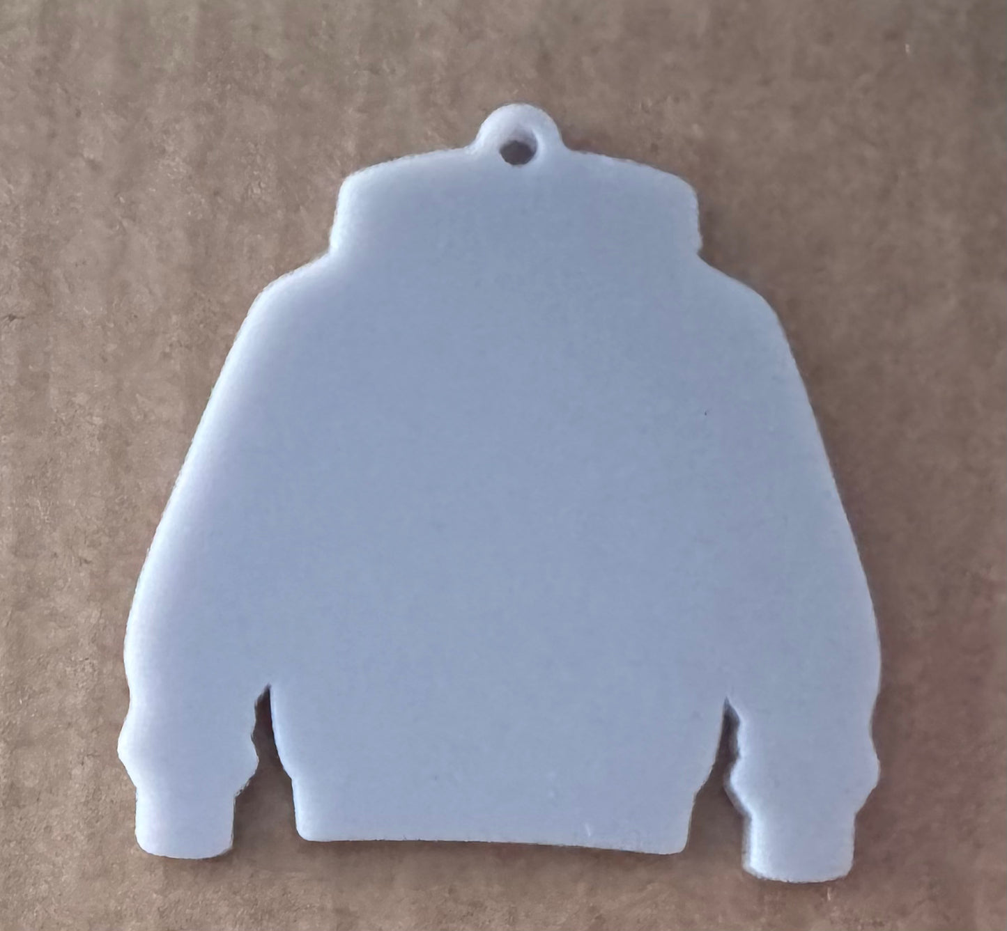 Grey Acrylic Leavers Hoody Keyring - UV optional