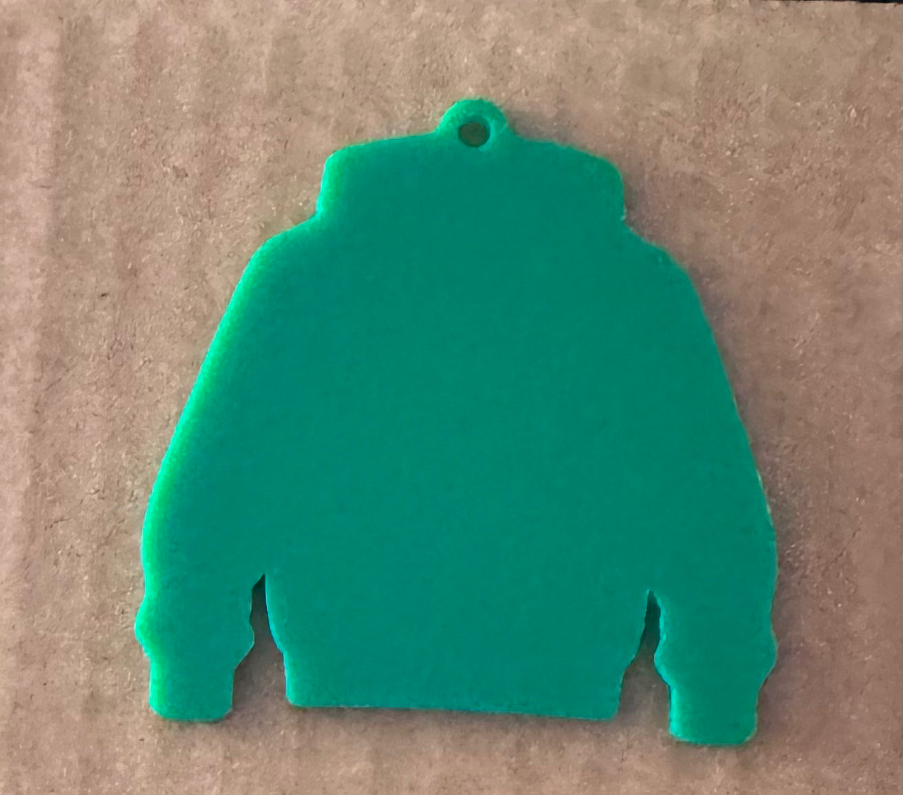 Green Acrylic Leavers Hoody Keyring - UV optional
