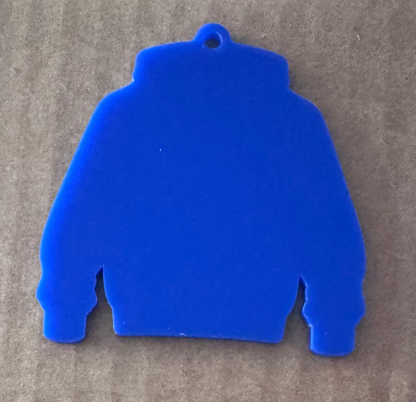 Blue Acrylic Leavers Hoody Keyring - UV optional