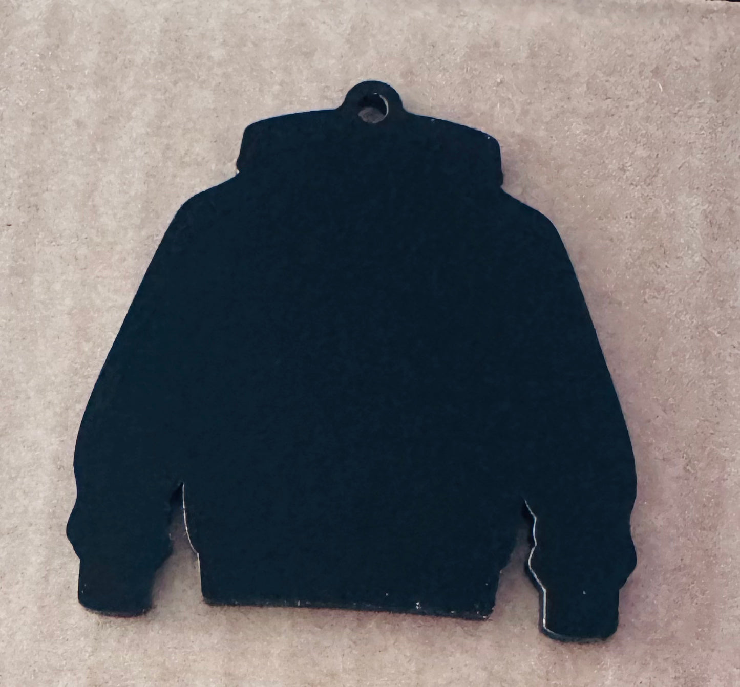 Black Acrylic Leavers Hoody Keyring - UV optional