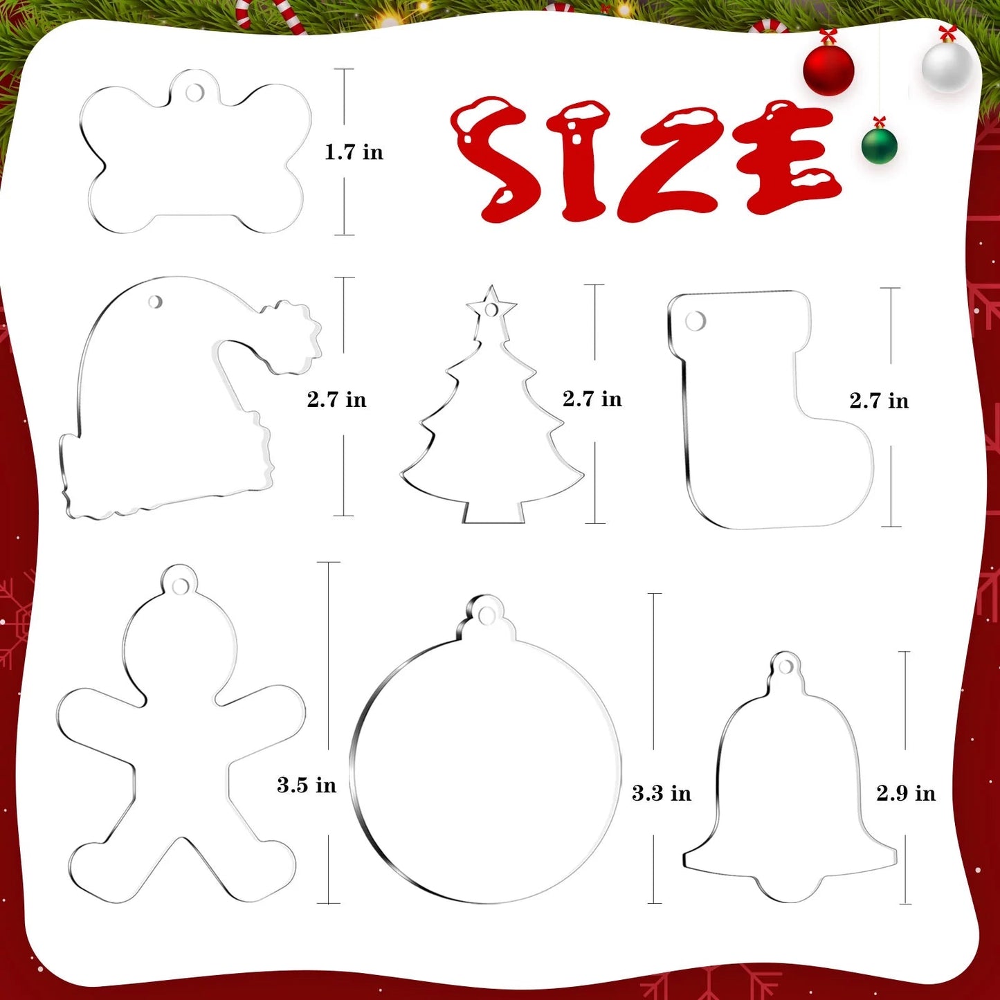 Teckwrap Acrylic Christmas Ornaments Blanks (multiple designs)