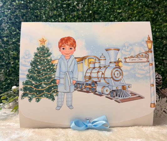 Dolly Gift Box - Boy Pale Blue Train (Name Optional)