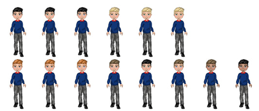 UV - Boy School Uniform -   Navy Jumper, Red Polo and Grey Trousers .