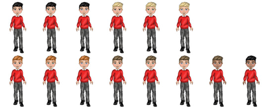 UV - Boy School Uniform - Red Jumper, White Polo and Grey Trousers .