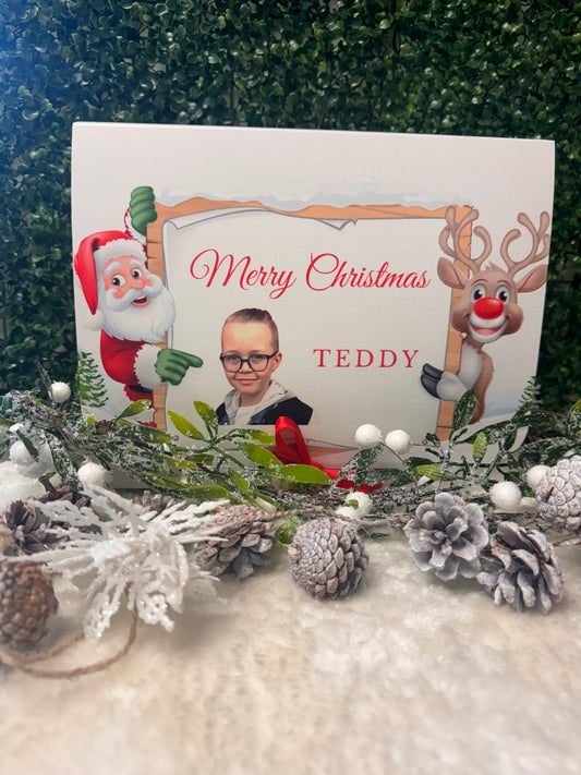 Photo with Santa and Reindeer Gift Box - (Name with Wording Optional)