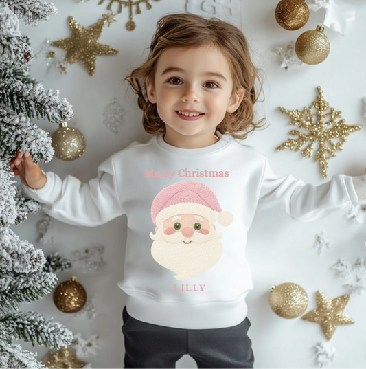 DTF Fabric -Pink Santa Head (Knitted Style)