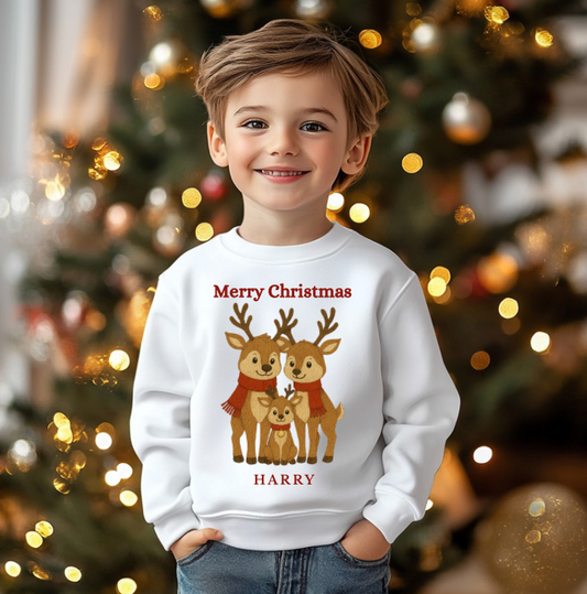 DTF Fabric - Cute Reindeer Family (Knitted Style)