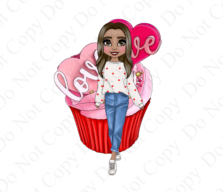 DTF Fabric - Love Cupcakes Dolly