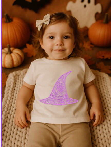 DTF Fabric - Lace Effect - Purple Witch Hat