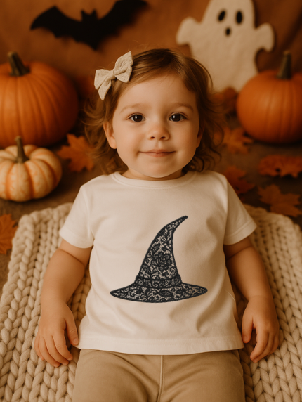 DTF Fabric - Lace Effect - Black Witch Hat