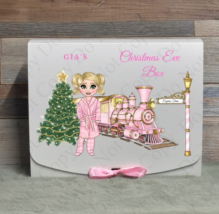 Dolly Gift Box - Little Girl - Pale Pink Train (Name with Wording Optional)