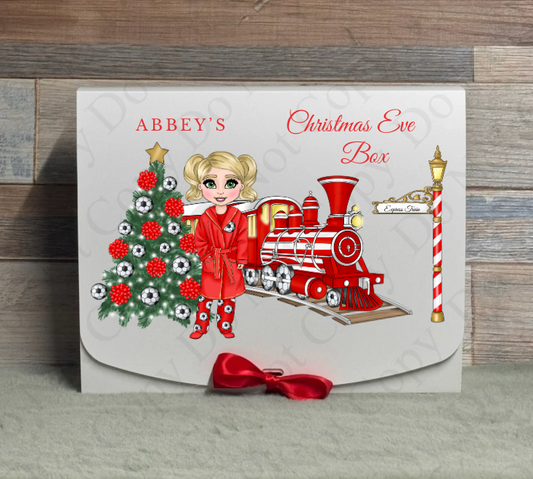 Dolly Gift Box - Girl - Red Football Train (With Optional Name and Wording)