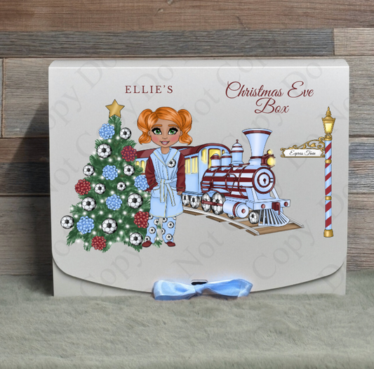 Dolly Gift Box - Girl - Claret and Blue Football Train (With Optional Name and Wording)