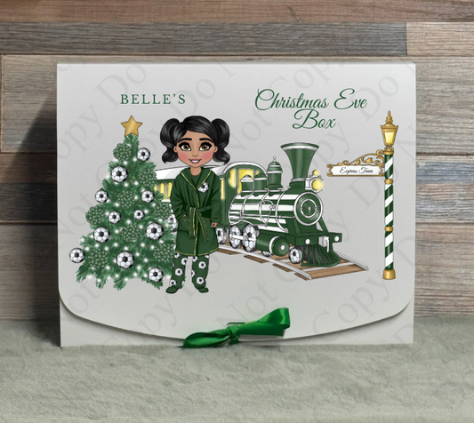Dolly Gift Box - Girl - Green Football Train (With Optional Name and Wording)