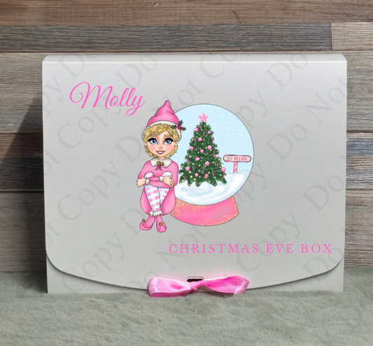 Pink Elf with Snow Globe Gift Box - (Name with Wording Optional)