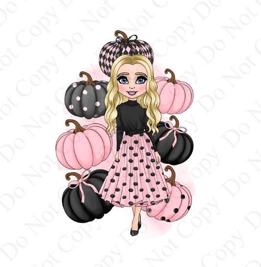 DTF Fabric Pumpkin Skirt Dolly