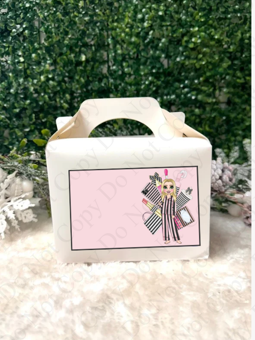 Treat Box Sticker - Stripe Dolly (Makeup background)