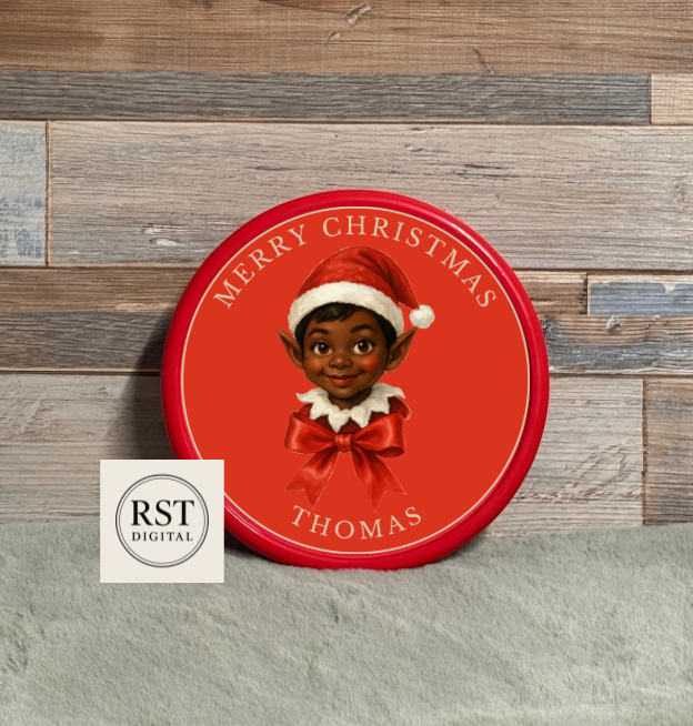 Chocolate Tub Sticker - Elf Head Brown hair/Dark Skin