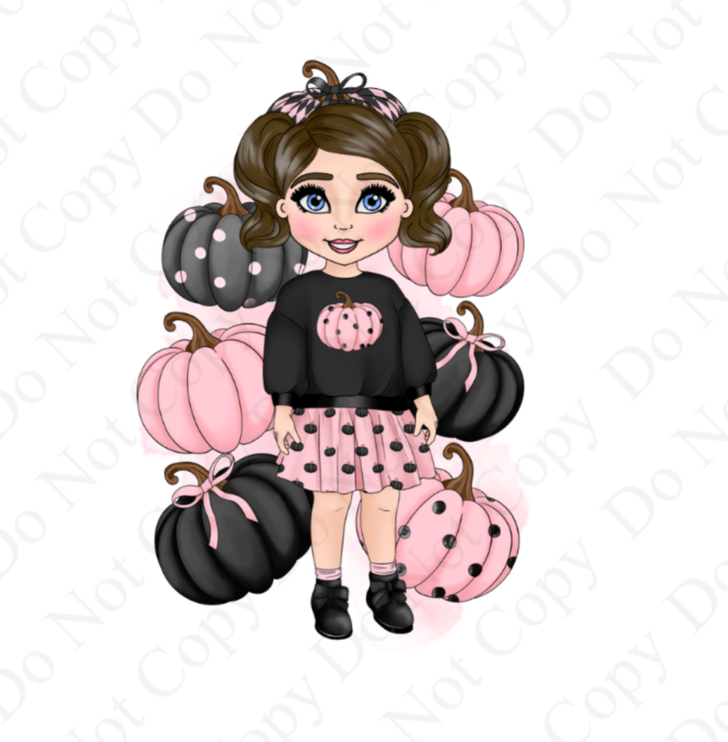 UV Pumpkin Skirt Little Girl Dolly