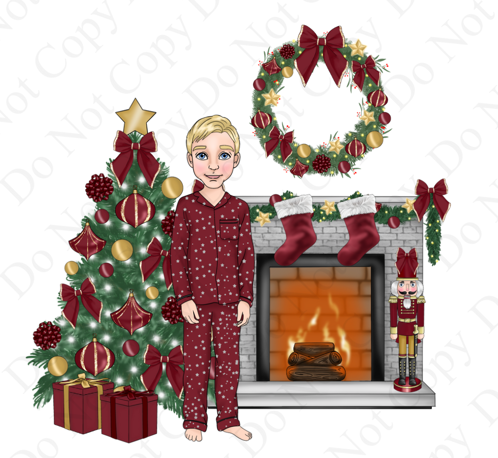 UV - Burgundy Christmas Stars Male Dolly