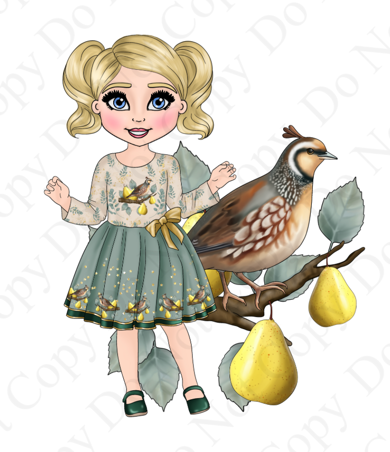 DTF Fabric - 1st Day Of Christmas Dolly