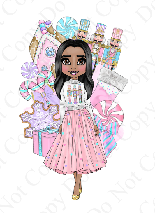 DTF Fabric - Pastel Nutcracker Jumper Doll