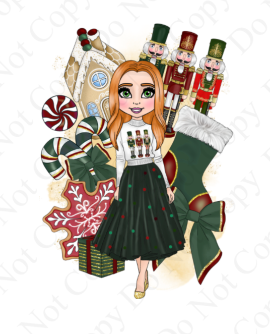 UV - Dark Green and Red Nutcracker Jumper Doll