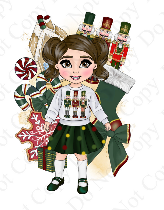 UV - Dark Green and Red Nutcracker Jumper Toddler Girl Dolly