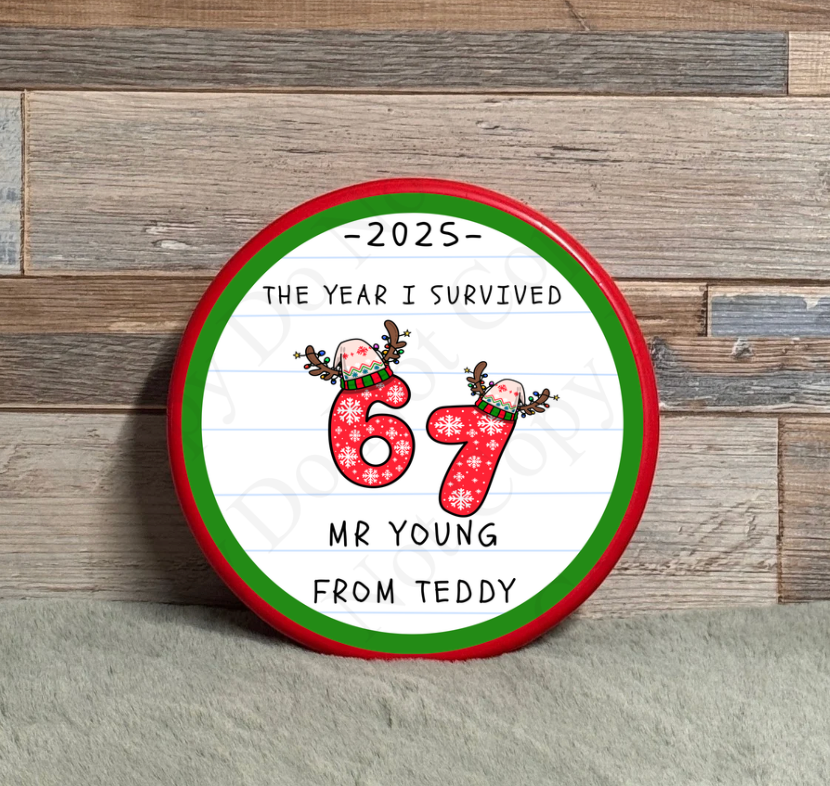 Chocolate Tub Sticker - The Year I Survived 6 7 (green ring) (Six Seven)