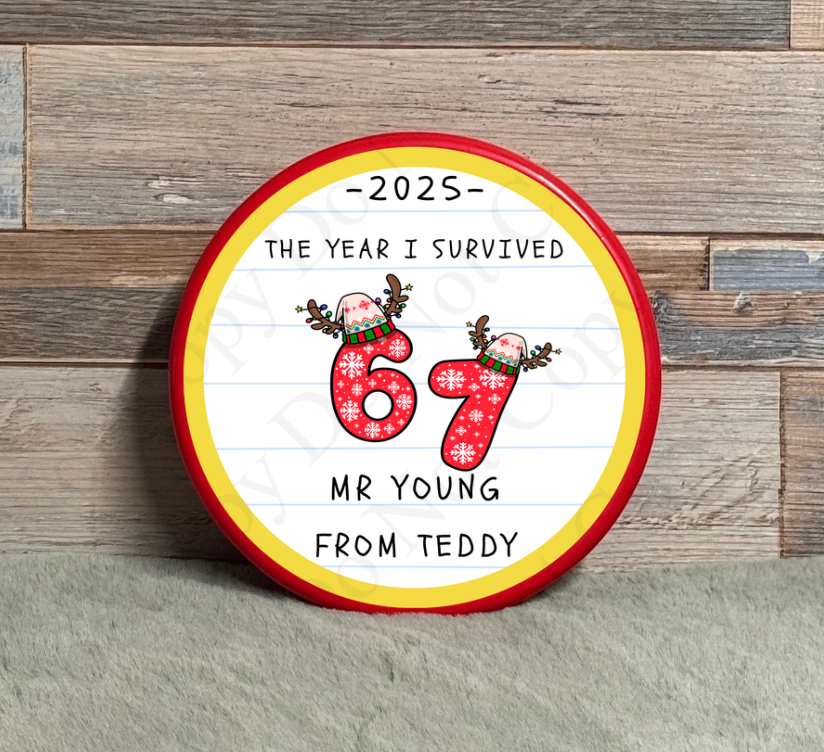 Chocolate Tub Sticker - The Year I Survived 6 7 (yellow ring) (Six Seven)