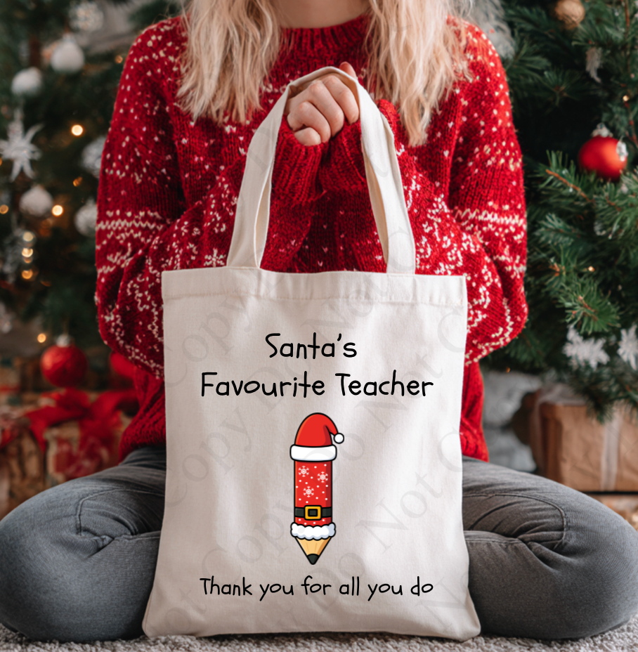 DTF Fabric - Santa's Favourite Teacher - Pencil
