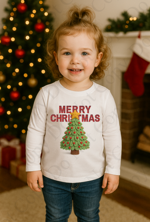 DTF Fabric - Tree with Merry Christmas (Yarn Style)