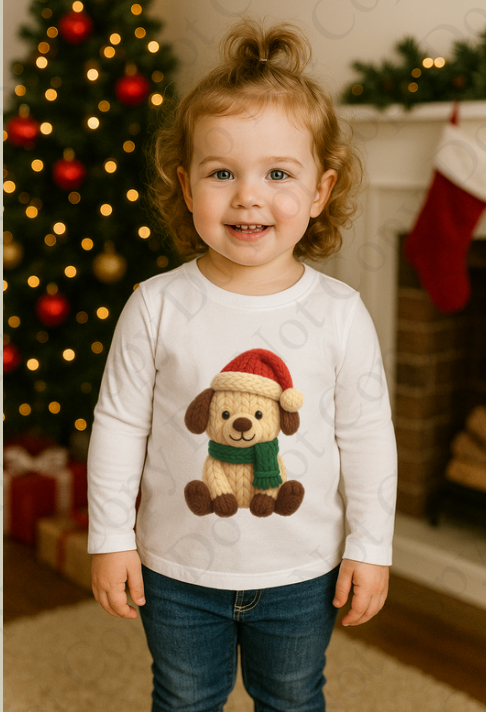 DTF Fabric - Christmas Dog (Yarn Style)