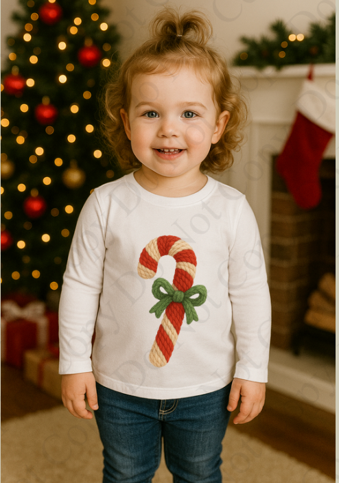 DTF Fabric - Candy Cane (Yarn Style)