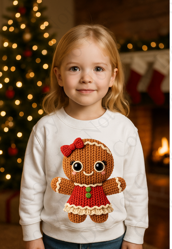 DTF Fabric - Shiny Eyes Girl Gingerbread