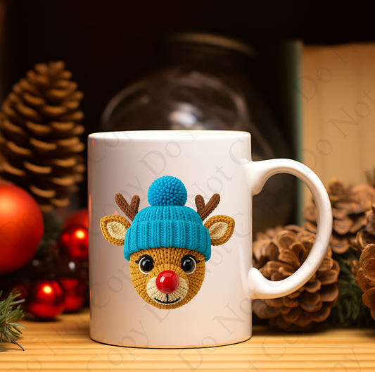 UV Shiny Eyes Reindeer Blue Hat