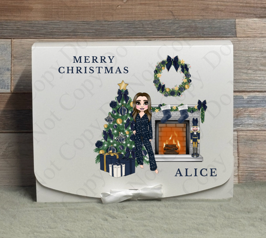 Dolly Gift Box - Navy Christmas Stars Dolly (Name with Wording Optional)