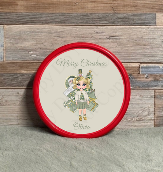 Chocolate Tub Sticker - Sage Cream and Gold Christmas Toddler Dolly