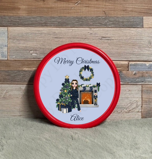 Chocolate Tub Sticker - Navy Christmas Stars Dolly