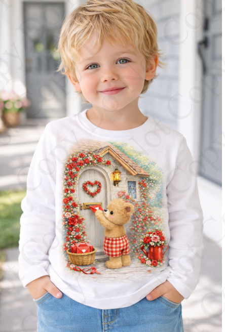 DTF Fabric - RST Valentines Red Boy Bear - Posting Letter