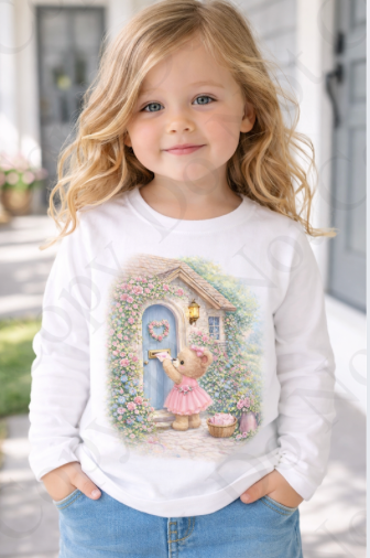 DTF Fabric - RST Valentines Pink Girl Bear - Posting Letter