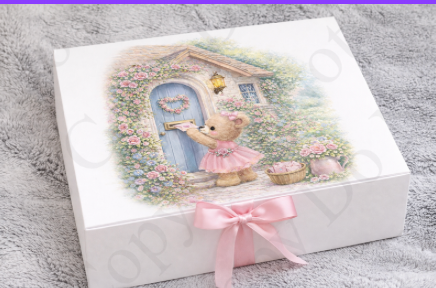 DTF Fabric - RST Valentines Pink Girl Bear - Posting Letter